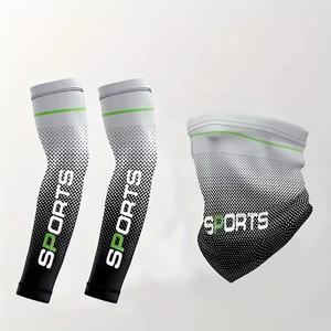 Manchons de sport avec cache-cou imprimé par sublimation UPF50+ en polyester unisexe, vêtements d'été longs Splendid Apparel - Product Image 1
