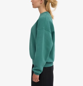 เสื้อเจอร์ซีย์ผ้าฝ้าย100% คอกลมแขนยาวสีเขียวสนสำหรับผู้หญิงเสื้อยืดผ้านุ่มป้องกันการเกิดขนแบบพอดีตัวปกติเป็นมิตรกับสิ่งแวดล้อม - Product Image 3
