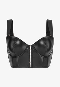 Haut court personnalisé pour femme en cuir véritable, sexy, à manches courtes, style vintage, décontracté, avec boutons et patchs, chaud pour l'hiver - Product Image 3