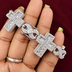 Bracelet Hip Hop en Argent Entièrement Sertie de Diamants de Laboratoire CROSS, Maillons Cubains de Luxe, Bijoux pour Femme, Cadeau Tendance de Créateur - Product Image 6