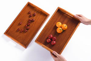 Plateau de service rustique en bois fait main pour la cuisine, la table basse, la salle à manger, plateau décoratif pour ottoman avec poignées, multi-usages - Product Image 2