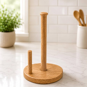Soporte de pie para rollos de papel de cocina, estante de almacenamiento de madera para toallas de papel, soporte para rollos de papel. - Product Image 4