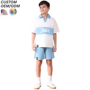 Children's Casual Short Sleeve Knitted Polo Shirt with Plain Collar Cotton Unisex School Uniform for Boys and Girls - Product Image 3