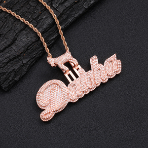 Mens 925 Silver Moissanite Custom Name Pendant Goat Design Iced Script Letter <b>Statement</b> <b>Necklace</b> Luxury Jewellery Gift - Product Image 1