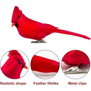 12 Pezzi di Uccelli Cardinali Rossi Artificiali con Clip, Decorazioni Natalizie per Albero, Uccelli Finti Decorativi - Product Image 4