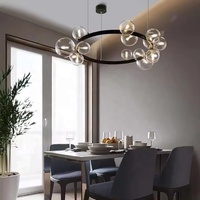 Lustre moderne en verre transparent à bulles LED Luminaires suspendus Hall Salon Chambre Lampe à main Bulle Globe Lustre