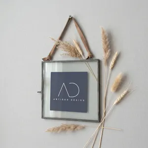 ARTISAN DESIGN Hanging Photo <b>Frame</b> Wall <b>Mounted</b> Iron/Glass <b>Frame</b> Home Office Wall Decor Gray Finish <b>with</b> Hanging suede - Product Image 4