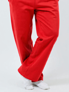 Nouveau pantalon de survêtement rouge personnalisé 2026 pour homme – Pantalon de détente en molleton à jambe large avec taille élastique et poches - Product Image 1
