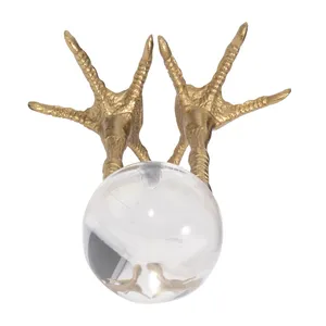 Gold-Plated Aluminium Bird Claw <b>Crystal</b> <b>Ball</b> Stand Round Figurine for Home Decoration Feng Shui - Product Image 3