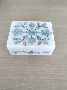 High Quality Blue Italian <b>Mother</b> <b>of</b> <b>Pearl</b> Inlay Box for Give Away and Wedding Gift - Product Image 4
