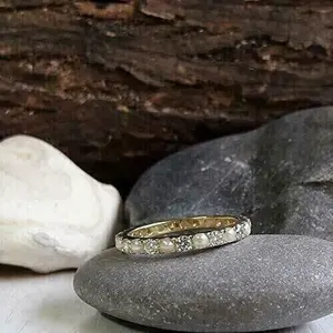 Anillo de Eternidad con Moissanita y Perla, Plata de Ley 925, Chapado en Oro, Anillo de Boda para Mujer, Joyería Fina - Product Image 3