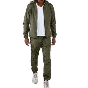 Veste coupe-vent imperméable personnalisée pour homme, légère, à capuche, verte, vêtements de sport, tenue de course en plein air, veste de pluie à fermeture éclair - Product Image 1
