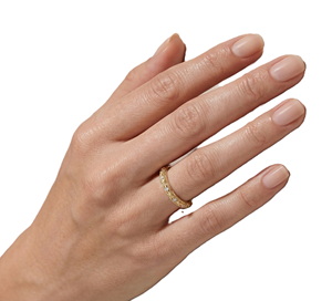 Bague d'éternité en or massif 9K 10K 14K 18K avec diamant rond de laboratoire DEF couleur VS VVS clarté, sertie de milgrain, pour femme - Product Image 5