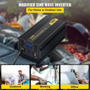 Inverter di Potenza a Onda Sinusoidale Modificata da 2000W, Convertitore Auto da DC 12V a AC 120V con Display LCD, Telecomando e LED per Inverter Solari - Product Image 2