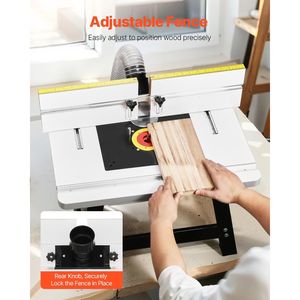 Tavolo per Fresatrice da Banco con Guida Regolabile 24 x 15,7 Pollici, Base in Metallo Robusta, Piano in MDF da 2-1/2 Pollici per Fresatura del Legno - Product Image 4