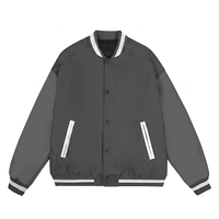 Veste varsity noire pour homme, couleur unie, col rabattu, boutons sur le devant, coupe régulière, style décontracté, vêtement d'automne, matière polyester