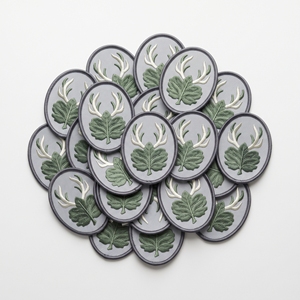 Custom Patch Brand Supplier Shield Wavy Sandstone Strata Badge Beige Twill Brown <b>Edge</b> <b>Iron</b> <b>On</b> Applique - Product Image 6
