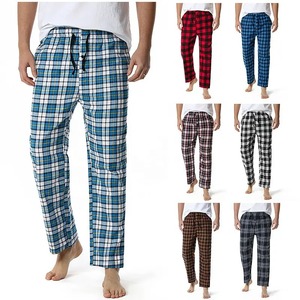 Pantalones de Pijama de Franela para Hombre, Personalizados, de Algodón, con Cordón en la Cintura, Diseño a Cuadros Rojos y Negros, Ropa de Dormir para Hombre - Product Image 3