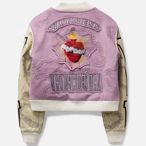 OEM High Quality Vintage Custom Men's Varsity <b>Jacket</b> Embroidery <b>Patches</b> Letterman College Baseball Bomber <b>Jacket</b> Stand Collar - Product Image 2