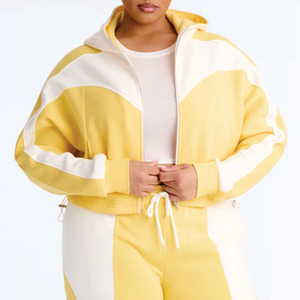 Conjunto Deportivo de Dos Piezas para Mujer OEM, Sudadera Corta Personalizada y Pantalones Jogger, Mezcla de Algodón Suave, Fabricante al por Mayor - Product Image 5