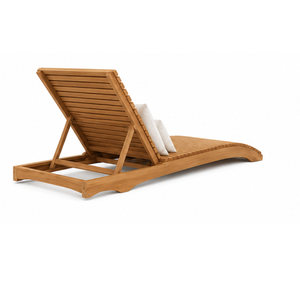 Chaise longue d'extérieur en teck massif réglable, mobilier de piscine pour hôtel, villa, patio - Product Image 4