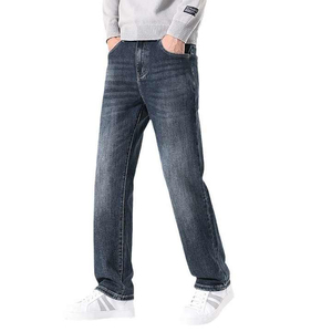 Jeans de Mezclilla para Hombre, Corte Recto, Lavado a la Piedra, Cintura Media, Corte Regular, Algodón, Casual, Azul, para Otoño - Product Image 4