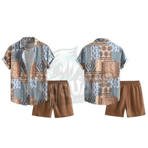 รุ่นที่ดีที่สุด ตอนนี้มาพร้อมกับชุดเซ็ตเสื้อโปโลและกางเกงขาสั้นลำลองสำหรับผู้ชาย 2 ชิ้น แบรนด์ส่วนตัว สำหรับฤดูร้อน - Product Image 1