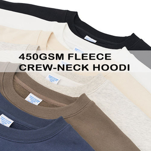 High Quality 450GSM Oversized Sweatshirt Solid Color <b>Men's</b> O Neck Sweatshirts Thickened Drop Shoulder <b>Pullover</b> Cotton Hoodie - Product Image 3