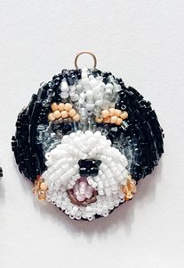 Handmade Dog Face Beaded Keychain Gold Tone <b>Key</b> <b>Ring</b> Pet Pendant <b>Bag</b> Charm Gift Accessory - Product Image 2