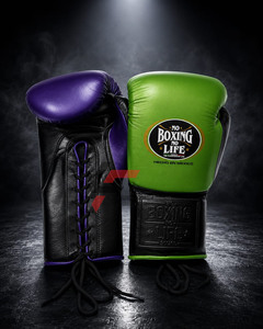 Nouveau modèle dernier cri No Boxing No Life, ensemble de gants de boxe pour entraînement et sparring, en cuir de vachette véritable, avec sangle de poignet réglable, complet - Product Image 2