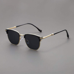 High Quality Customizable Half <b>Frame</b> Classic Sunglasses for Men Gold Metal <b>Frames</b> with UV400 Lenses Now Model - Product Image 2