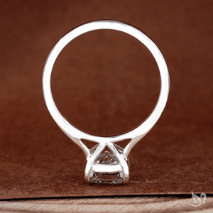 Bague de fiançailles et d'anniversaire tendance en or blanc 10K, avec diamant de laboratoire taille coussin de 2 carats, certifié IGI, style Cathédrale - Product Image 2