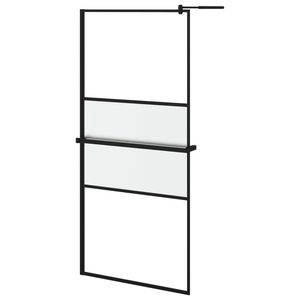 Mampara de Ducha Negra de 39.4"x76.8" con Estante, Vidrio ESG y Marco de Aluminio - Product Image 2