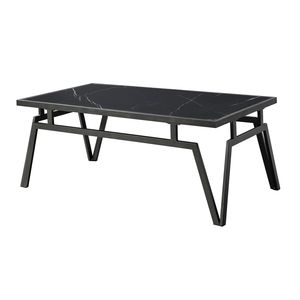 Set di 3 tavolini moderni contemporanei con finitura nera e piano in pietra sinterizzata nera, include tavolino da cocktail e 2 tavolini laterali - Product Image 3