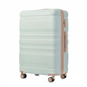Set bagaglio in ABS espandibile da 4 pezzi durevole Spinner a 360 gradi ruote valigia borsa da viaggio verde grigio dorato - Product Image 4