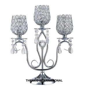 Candelabro Metálico de 5 Brazos con Portavelas de Cristal, Venta al por Mayor para Bodas, Fiestas, Decoración del Hogar, Centros de Mesa - Product Image 6