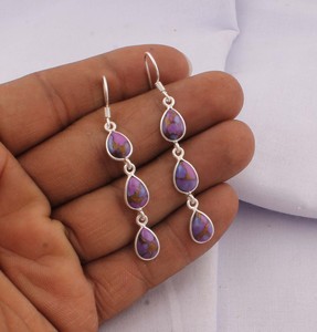 Pendientes de Plata de Ley 925 con Lapislázuli Natural, Engaste en Bisel Hecho a Mano, Estilo Vintage de Lujo, para Compromiso o Boda - Product Image 2