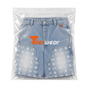 Men's High Waist Distressed Denim Cargo <b>Shorts</b> With Pockets Summer Casual Style Ripped <b>Woven</b> Fabric Light Blue Color <b>Shorts</b> - Product Image 6