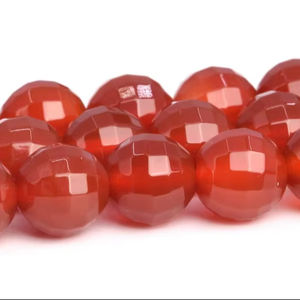 Perles de cornaline de 8 mm, qualité supérieure, pierres précieuses naturelles authentiques, micro-facettées, coupe carrée, perles rondes en vrac, lot en gros - Product Image 1