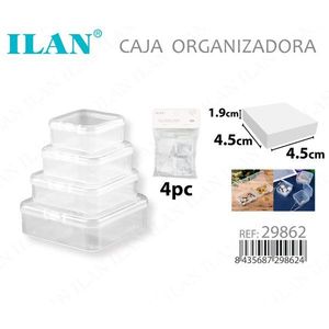 Scatola portaoggetti in plastica Ilan 1,9x4,5x4,5 cm, set da 4 pezzi, contenitore per piccoli oggetti - Product Image 3
