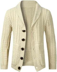 Cardigan en laine côtelée surdimensionné pour homme, boutonné, à manches longues, de haute qualité, respirant, pour l'hiver, vêtement décontracté - Product Image 5