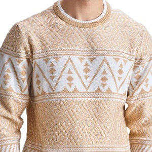 Pull en tricot géométrique pour homme, col rond, coupe ample, manches longues, style décontracté automne-hiver - Product Image 4