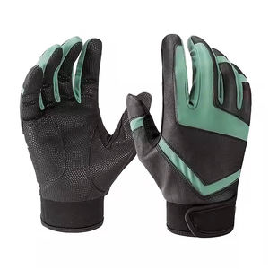 Unisex Full Finger Basketball <b>Gloves</b> PU <b>Leather</b> Touchscreen Compatible Hook and Loop Closure Black <b>Green</b> - Product Image 1
