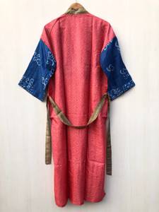 Robe Kimono Longue en Soie de Jardin, Kimono Sari en Soie Florale, Robe Sari Vintage, Robe de Plage Douce pour Fête, Kimono en Soie Indienne Fait Main - Product Image 2