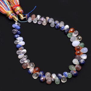 Cuentas facetadas en forma de lágrima de 6x4 mm, mezcla de piedras preciosas AAA, cuentas sueltas de piedras semipreciosas naturales multicolor para la fabricación de joyería. - Product Image 1
