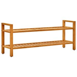 Scarpiera in legno massello di quercia con 2 ripiani 39.4 "x 10.6" x 15.7 "-soluzione di stoccaggio resistente ed elegante - Product Image 1