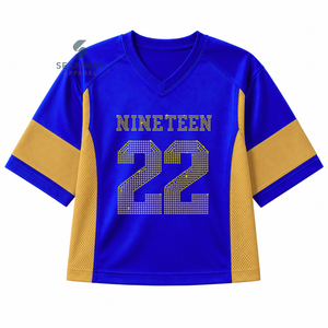 Maillot de football pour femmes de la sororité Sigma Gamma Rho, col en V, manches courtes, panneaux en mesh, évacuation de l'humidité, maillot de performance pour équipe - Product Image 1