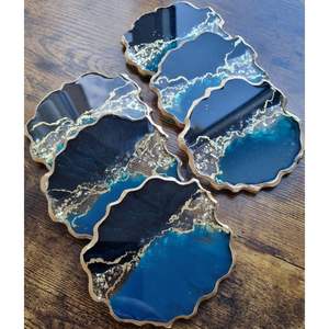 Oval and Round Resin Coasters with Smooth Glossy Finish <b>Beverage</b> <b>Serving</b> <b>Sets</b> - Product Image 1