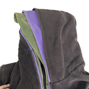 Manufacturer <b>Men's</b> Vintage Zipper Triple Layer Hood Y2K Streetwear 100% Cotton Winter Hot Selling Street Zip-Up <b>Hoodies</b> - Product Image 5