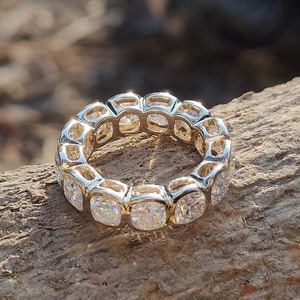 Anillo de Boda Minimalista con Corte Cojín, Geométrico, Plata de Ley 925, Chapado en Oro, Engaste de Bisel, Moissanita, para Mujer/Unisex - Product Image 6